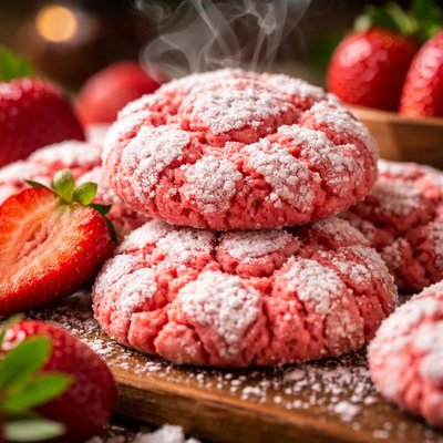 Image of Strawberry Crinkle Cookies