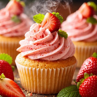Image of Strawberry Cupcakes with Strawberry Buttercream