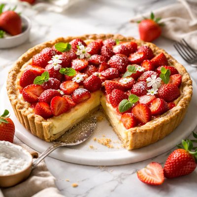 Image of Strawberry Custard Cream Pie
