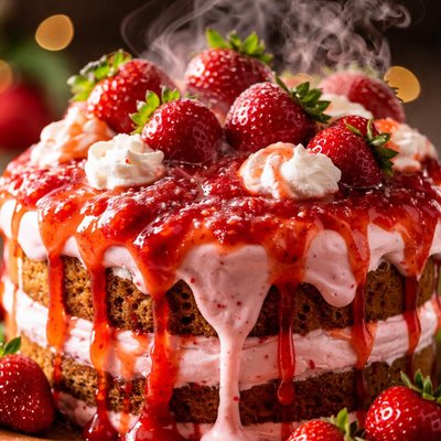 Image of Strawberry Disaster Cake