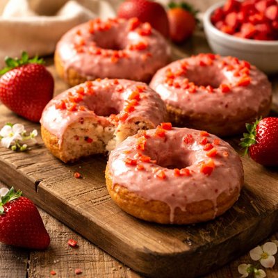 Image of Vegan Strawberry Donuts