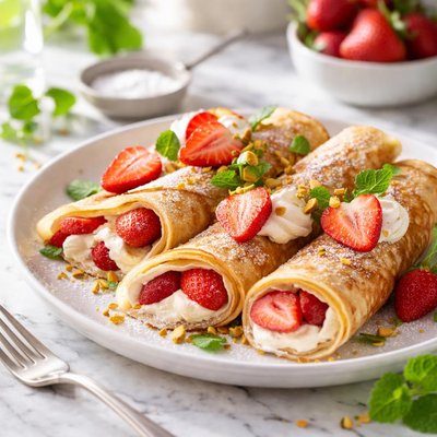 Image of Strawberry Filled Crepes