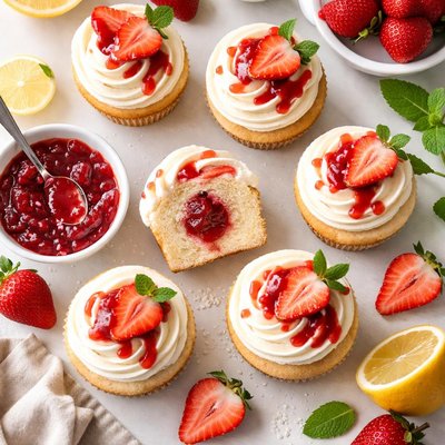 Image of Strawberry Jam Filled Cupcakes
