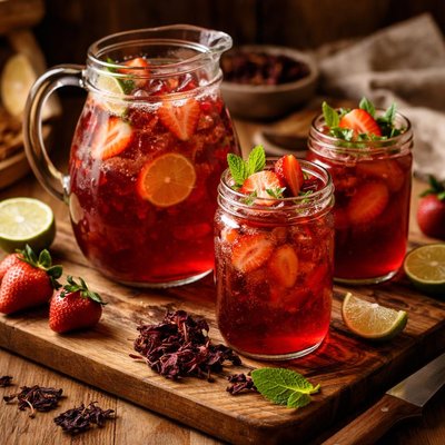 Image of Strawberry Jamaica Agua Fresca