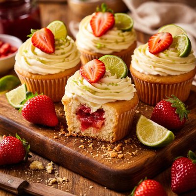 Image of Strawberry Lime Stuffed Cupcakes