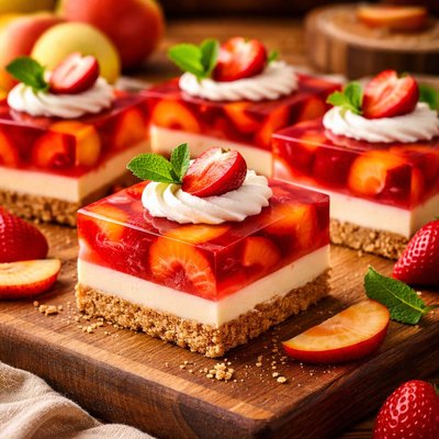 Image of Strawberry Peach Gelatin Dessert