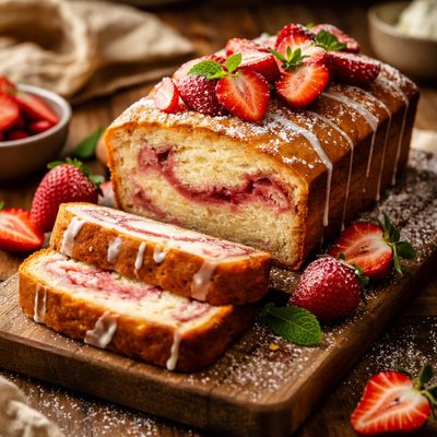 Image of Strawberry Swirl Cream Cheese Pound Cake