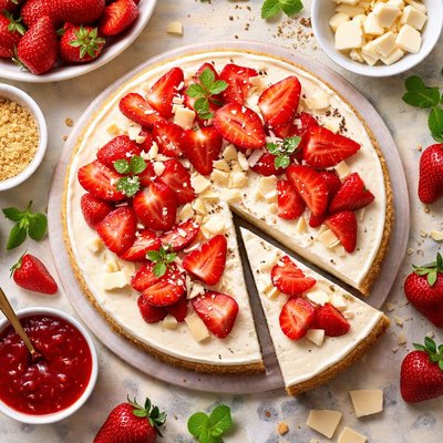 Image of Strawberry White Chocolate Cheesecake