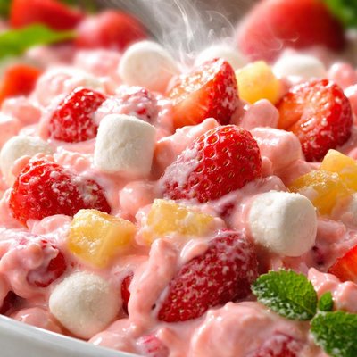 Image of Strawberry Yogurt Marshmallow Jello Salad
