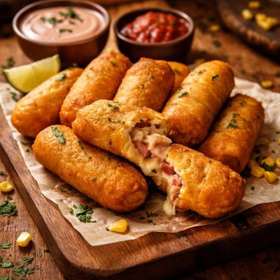 Image of Stuffed Corn Fritters Sorullos De Maz
