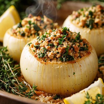 Image of Cebollas Rellenas con Relleno de Hierbas Aromáticas.