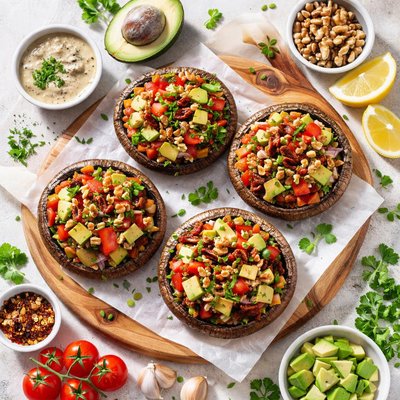 Image of Stuffed Portabella Mushrooms Raw Vegan