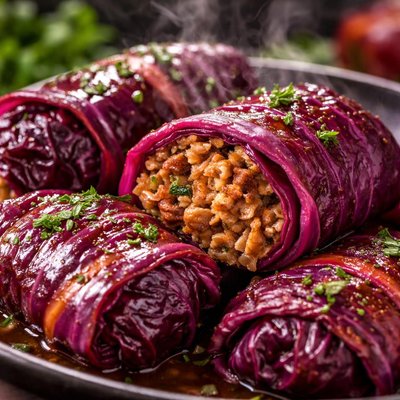 Image of Stuffed Red Cabbage Leaves Rotkohlrouladen
