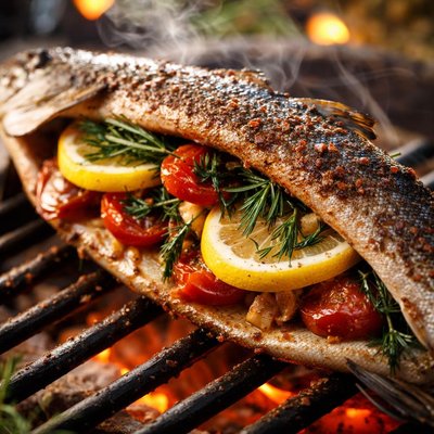 Image of Stuffed Trout Campside or Grilled