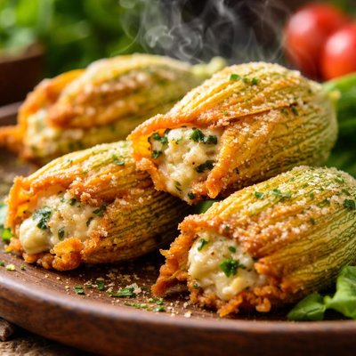 Image of Whole30 Stuffed Zucchini Flowers