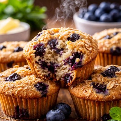 Image of Sugar Free Blueberry Cornmeal Muffins