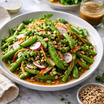 Image of Sugar Snap Pea Salad with Ginger Soy Dressing