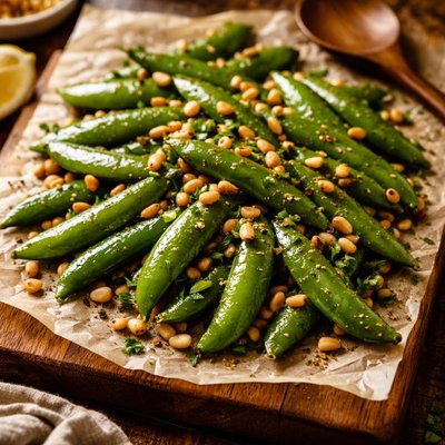 Image of Sugar Snap Peas with Pine Nuts