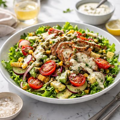 Image of Summer Dinner Salad with Creamy Caper Dressing