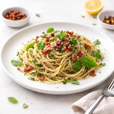 Image of Summer Herb Spaghetti with Crumbled Bacon