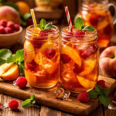 Image of Summertime Raspberry Peach Iced Tea