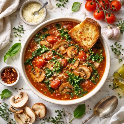 Image of Sumptuous Mushroom and Tomato Soup