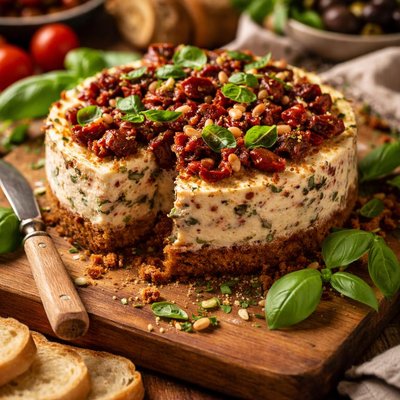 Image of Sun Dried Tomato and Basil Cheesecake Appetizer