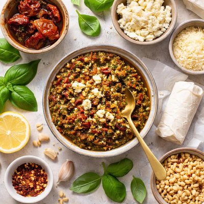 Image of Sun Dried Tomato and Goats Cheese Pesto