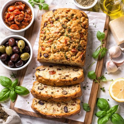 Image of Sun Dried Tomato and Olive Quick Bread