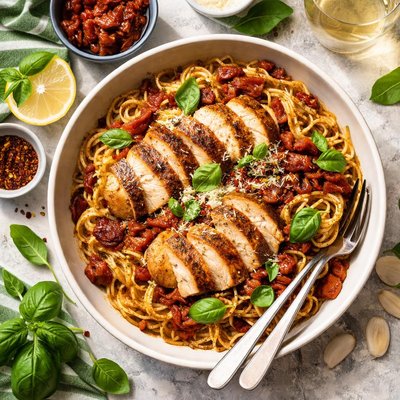 Image of Sun Dried Tomato Pesto Chicken Pasta