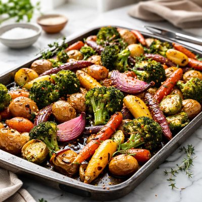 Image of Sunday Dinner Veggies on a Baking Stone