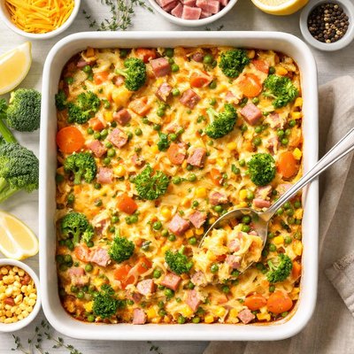 Image of Sunny Day Casserole Cheesy Ham Vegetables