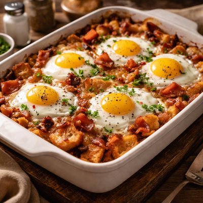 Image of Sunny Side Up Brunch Egg and Bacon Casserole
