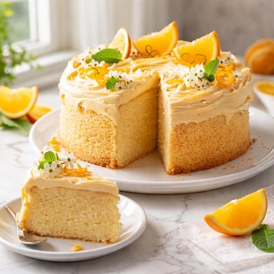 Image of Sunshine Chiffon Cake with Creamy Orange Frosting