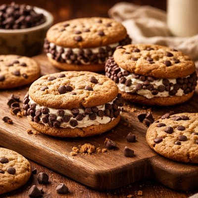 Image of Super Easy Chocolate Chip Icing Cookie Sandwiches