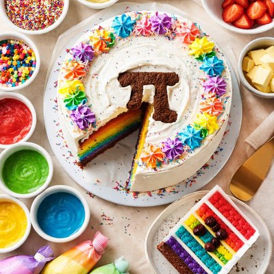Image of Surprise Rainbow Pi Cake