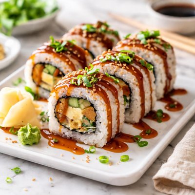 Image of Vegetarian Sushi Roll with Eel Sauce