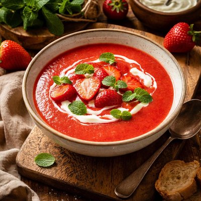 Image of Swedish Strawberry Mint Soup