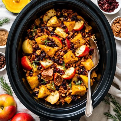 Image of Sweet Acorn Squash with Apples and Craisins Crock Pot