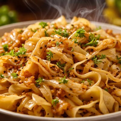 Image of Sweet and Peppery Sauteed Cabbage and Noodles