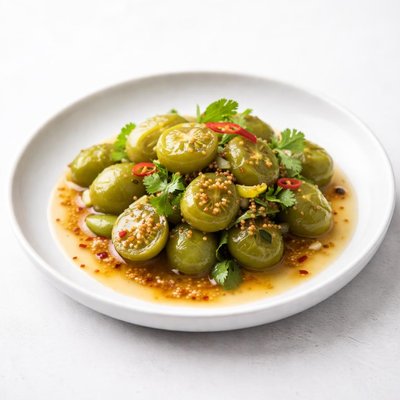 Image of Sweet and Spicy Tomatoes Pickled Green Cherry Tomatoes