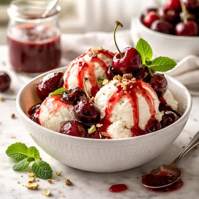 Image of Sweet Cherry Ice Cream Dessert Sauce