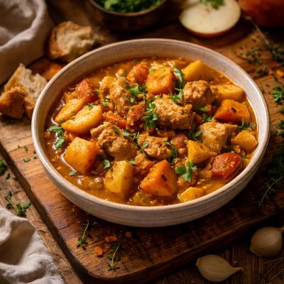 Image of Sweet Curried Chicken Yam and Apple Stew
