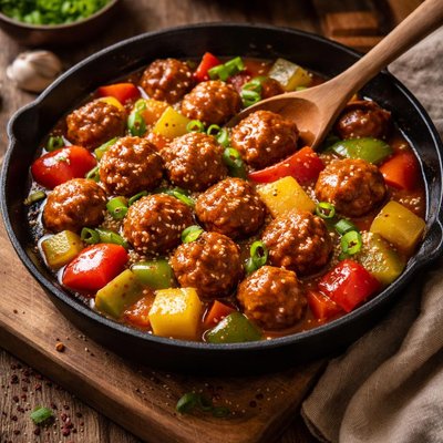 Image of Sweet N Sour Meatball and Bell Pepper Skillet