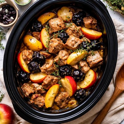 Image of Sweet Pork with Apples and Prunes Slow Cooker