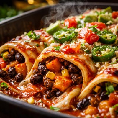 Image of Sweet Potato and Black Bean Enchiladas