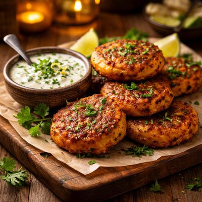 Image of Sweet Potato Cakes and Mojito Sauce