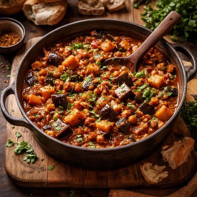 Image of Sweet Potato Chickpea and Eggplant Hotpot