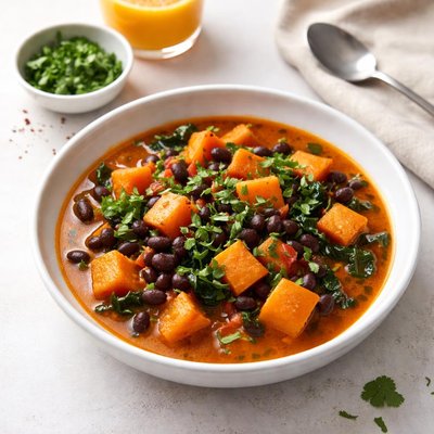 Image of Sweet Potato Stew with Orange Juice and Black Beans