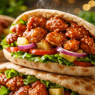 Image of Sweet Sour Chicken Pita Burgers